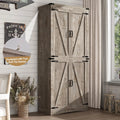 71" Tall Farmhouse Kitchen Pantry Cabinet, 5 Layers Storage Cabinet with Adjustable Shelves, Farmhouse Pantry Cabinet with 4 Barn Doors