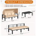 AECOJOY Patio Furniture Set with Retractable Canopy&2 Adjustable Backrests, Outdoor Conversation Set, Beige