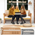 62.5" Outdoor Acacia Wood Bench with Removable Cushion, 3-Person Patio Garden Bench with High Backrest & Armrests, 1200 LBS Capacity for Yard Porch