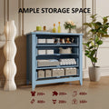 6 Drawer Dresser, Light Blue Elegant Chest of Drawers, Large Cabinet with Storage, Rustic Wood Chest of Drawers for Bedroom, Living Room, Hallway