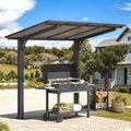 AECOJOY 8' x 5' Gazebo Outdoor Pergola for Patio, Freestanding Lean to Hard Top Grill Gazebo