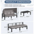 AECOJOY Patio Furniture Set with Retractable Canopy&2 Adjustable Backrests, Outdoor Conversation Set, Grey