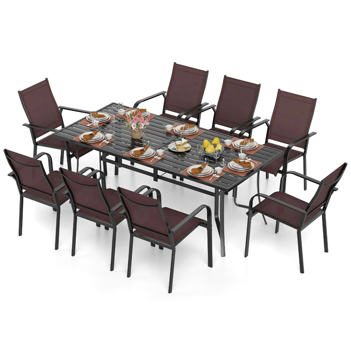 Tangkula 9 Pieces Patio Dining Set for 8