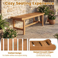 Tangkula 41.5" Patio Backless Bench with Slatted Seat