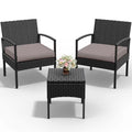 Tappio Outdoor Furniture 3 Piece Patio Bistro Furniture Set, Rattan Conversation Chairs Set with Side Table and Cushions, Patio Furniture Sets for Balcony Garden Porch, Red