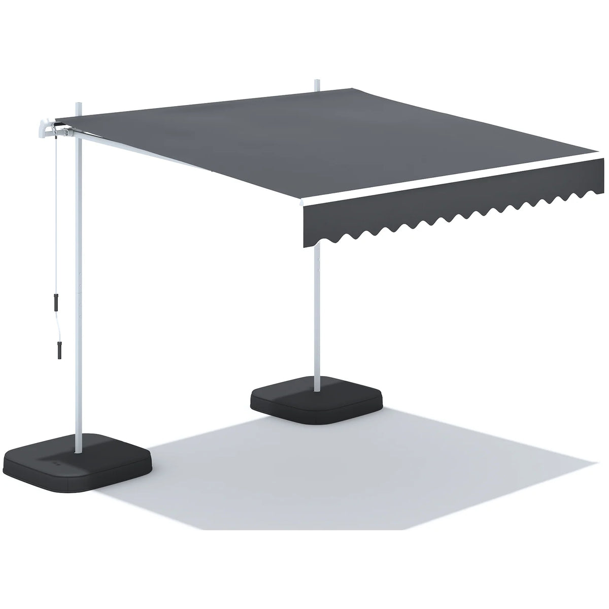 AECOJOY Free Standing Retractable Awning, 13'x8' Patio Awnings Outdoor Manual Sun Shade Shelter, Dark Grey