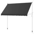 AECOJOY Manual Retractable Awning, 118" Non-Screw Outdoor Patio Awning, Dark Grey
