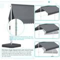 AECOJOY Free Standing Retractable Awning, 13'x10' Dual Side Patio Awnings Outdoor Manual Sun Shade Shelter, Dark Grey
