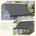 AECOJOY Manual Retractable Awning, 118" Non-Screw Outdoor Patio Awning, Dark Grey
