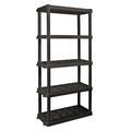 Hyper Tough Large 5-Tier Shelving Unit, W36 x D18 x H74" Interlocking Multipurpose Organizer, Black, Pack of 2