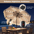 Tangkula 10 FT Outdoor Patio Umbrella with Solar LED Lights and Weighted Base-Beige