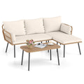 Tangkula 3 Pieces L-Shaped Patio Furniture Set for Backyard Porch Balcony