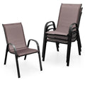 Set of 4 Outdoor Stackable Dining Chairs with Breathable Fabric, All Weather Patio Dining Chairs, 330LBS Heavy Duty Rustproof Steel Frame
