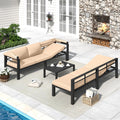 AECOJOY Patio Furniture Set with Retractable Canopy&2 Adjustable Backrests, Outdoor Conversation Set, Beige