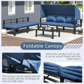 AECOJOY Patio Furniture Set with Retractable Canopy&2 Adjustable Backrests, Outdoor Conversation Set, Dark Blue
