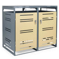 44 Cu.Ft Outdoor Metal Trash Can Storage Shed for 2 Bins, Double Garbage Can Enclosure with Gas Strut, Shock Absorber & Lockable Doors