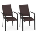 Tangkula Patio Dining Chairs | Stackable Outdoor Armchairs with Metal Frame