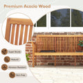 62.5" Outdoor Acacia Wood Bench with Removable Cushion, 3-Person Patio Garden Bench with High Backrest & Armrests, 1200 LBS Capacity for Yard Porch