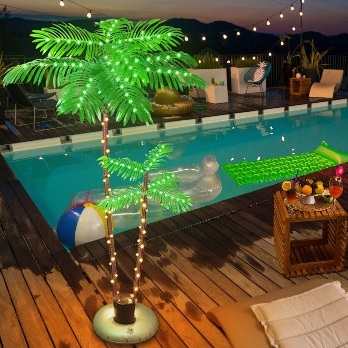 Lighted Palm Tree for Outside Patio Yard Party Pool 6FT-2-Tree-Plug-in