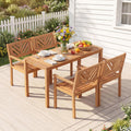 Tangkula Acacia Wood Patio Dining Chairs Set of 2/4 Heavy-Duty Wooden Armchairs for Porch