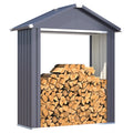 AECOJOY 5x2 Outdoor Storage Shed, Firewood Rack Waterproof Metal Tool Sheds