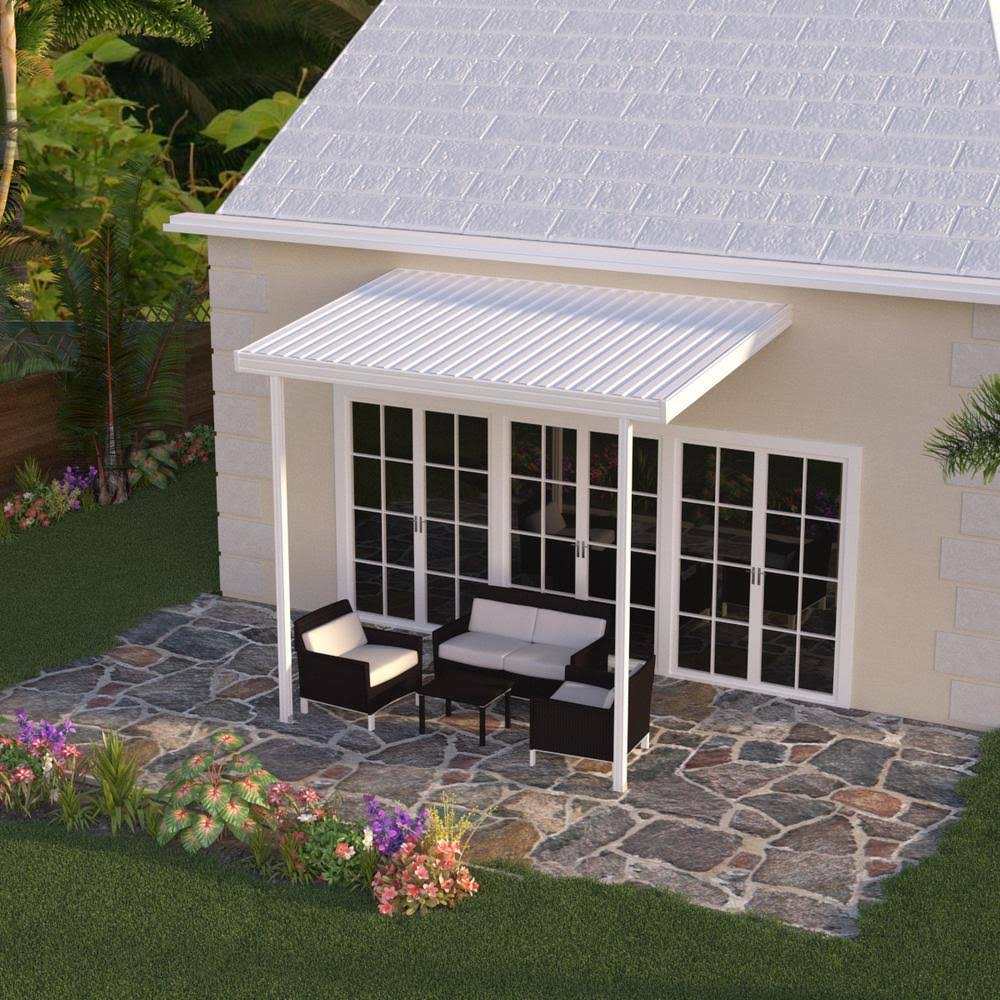 Patio Cover 12 ft. x 8 ft. Rust-Resistant Aluminum White (10 lbs. Live Load)