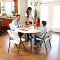 Lifetime 48 in Round Fold - in - Half Table, Indoor/Outdoor Essential, White Granite (280064)