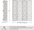 5.6ft Room Divider Folding Wood Classical Carved Partition Screen for Home Office Garden - 4 Panels (White)