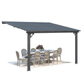 AECOJOY 12x10 Outdoor Hardtop Gazebo Adjustable Height (6.5-9.8Ft) Pergola for Patio