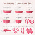 Carote 18 Pcs Ceramic Nonstick Cookware Set, Pots and Pans Set with Detachable Handles, Oven/Dishwasher Safe, Stackable Kitchen Cooking Set, White