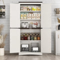 71" Tall Farmhouse Kitchen Pantry Cabinet, 5 Layers Storage Cabinet with Adjustable Shelves, Farmhouse Pantry Cabinet with 4 Barn Doors