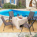 Set of 4 Outdoor Stackable Dining Chairs with Breathable Fabric, All Weather Patio Dining Chairs, 330LBS Heavy Duty Rustproof Steel Frame