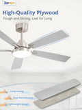 Zardon 52 in Black Ceiling Fan with LED Light and Remote, Downrod 6-Speed and Quiet Reversible DC Motor for Bedroom, Living Room, Indoor