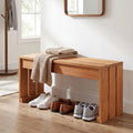Tangkula Wood Outdoor Garden Bench | 2-Person Patio Backless Bench with Solid Wooden Frame