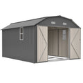 AECOJOY 10x12 FT Large Metal Outdoor Storage Shed with Floor Frame, Heavy-Duty Storage Building with Diamond Roof