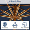 Tangkula 9 FT Patio Umbrella | Outdoor Table Market Umbrella with 8 Wooden Ribs