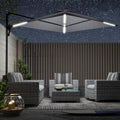 AECOJOY 10FT Large Patio Umbrella with Solar Lights, Rectangle Wall Mounted Outdoor Patio Umbrella, Grey