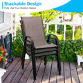Set of 4 Outdoor Stackable Dining Chairs with Breathable Fabric, All Weather Patio Dining Chairs, 330LBS Heavy Duty Rustproof Steel Frame