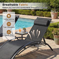 Tangkula Patio Chaise Lounges with 5-Position Backrest-Black