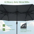 Tangkula 13 Ft Solar Patio Umbrella 36 LED Lights Crank Handle 12 Sturdy Ribs