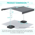 AECOJOY Free Standing Retractable Awning, 13'x10' Dual Side Patio Awnings Outdoor Manual Sun Shade Shelter, Dark Grey
