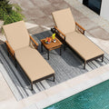 Tangkula 3 Pieces Patio Chaise Lounge Set 2 Rattan Lounge Chairs Side Table