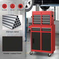 2 - in - 1 Rolling Tool Chest, 5-Drawer Tool Storage Cabinet with Wheels, Adjustable Shelf, Tool Box Organizer for Garage Warehouse Workshop