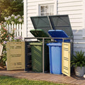 44 Cu.Ft Outdoor Metal Trash Can Storage Shed for 2 Bins, Double Garbage Can Enclosure with Gas Strut, Shock Absorber & Lockable Doors