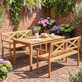 Tangkula Acacia Wood Outdoor Loveseat Bench 2-Person Patio Garden Bench
