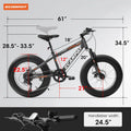 20 in Mountain Bike for 7 - 15 Years Old, 7 Speed Kids Bike with High Carbon Steel Frame, Fat Tire and Dual Disc Brake, Front Suspension Mountain