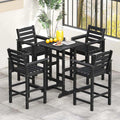 Adirondack Bar Chairs Set of 2/4, 29" HDPE Bar Height Outdoor Stools w/ Backrest & Footrest, All-Weather Backyard Patio High-Top Chairs