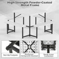4-8 Person Outdoor Picnic Table Bench Set, All-Weather HDPE Square Dining Table with Umbrella Hole, 4 Benches & Metal Frame for Patio Backyard