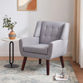HUIMO Accent Chair, Button Tufted Upholstered Living Room Chairs, Mid Century Modern Comfy Reading Chairs for Bedroom, Living Room, Beige