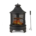 30" 2-in-1 Metal Chiminea Fire Pit with Adjustable Grill & Chimney, Outdoor Wood Burning Chiminea Fireplace with Spark Screen for Patio Backyard BBQ